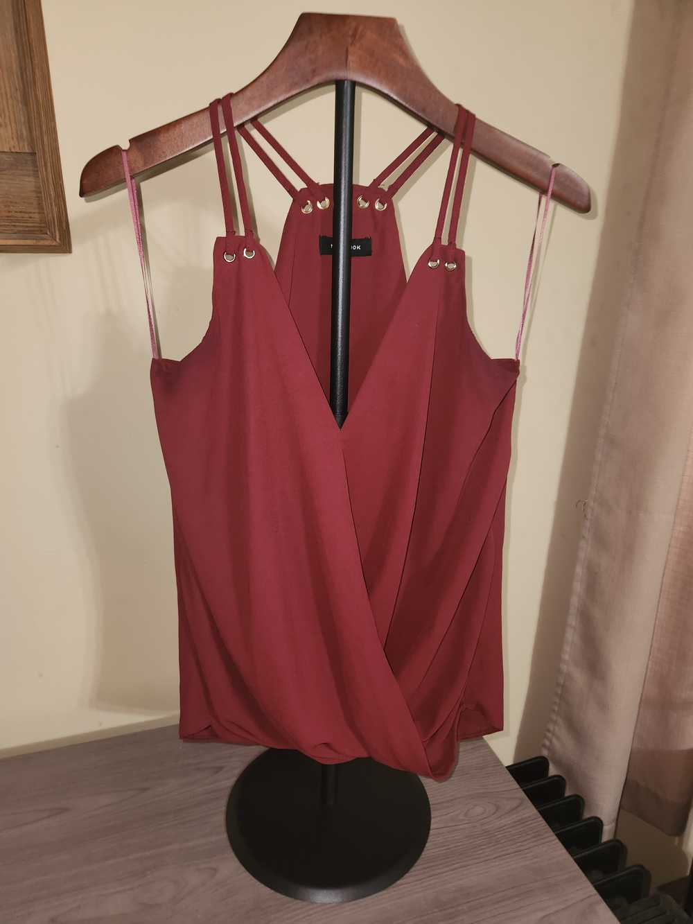 New Look Burgundy Double-Strap Wrap Tank